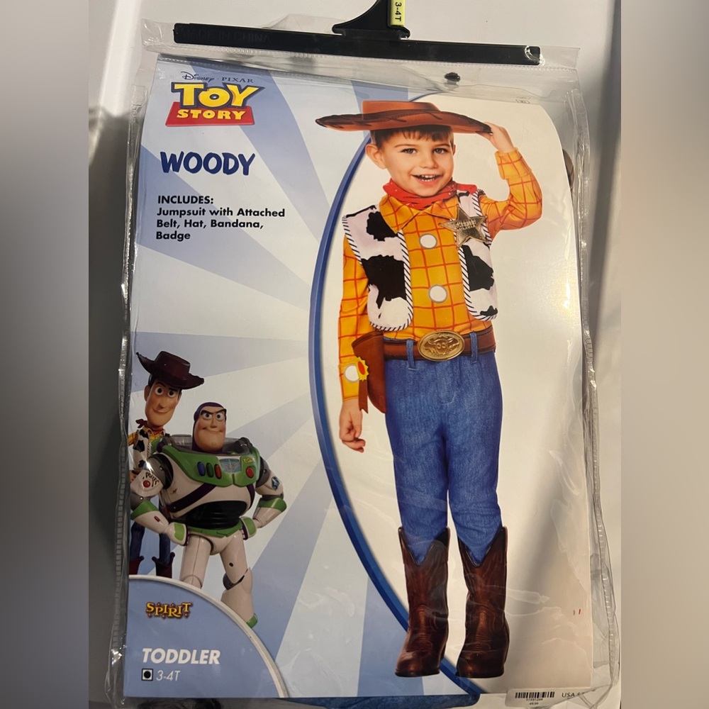 Toy story woody Halloween costume for toddlers size 3 to 4T.